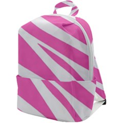 White Pink Stripes, Pattern Zip Up Backpack by kyorashop23