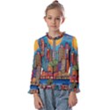 City New York Nyc Skyscraper Skyline Downtown Night Business Urban Travel Landmark Building Architec Kids  Frill Detail T-Shirt View1