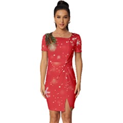 Christmas Ornament Fitted Knot Split End Bodycon Dress by Salmanaz77