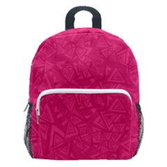 Pink Abstract Crimson Triangle Kids  Age 5-10 Lightweight School Backpack With Side Pockets by Posterlux