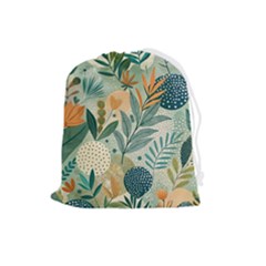 Leaves Pattern Flora Nature Drawstring Pouch (large) by Posterlux