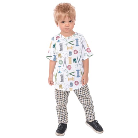 Pattern Seamless Texture Sewing Kids  Raglan T-shirt by Salmanaz77