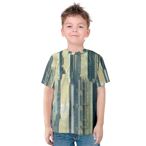 Texture Abstract Buildings Kids  Cotton T-shirt by anzea