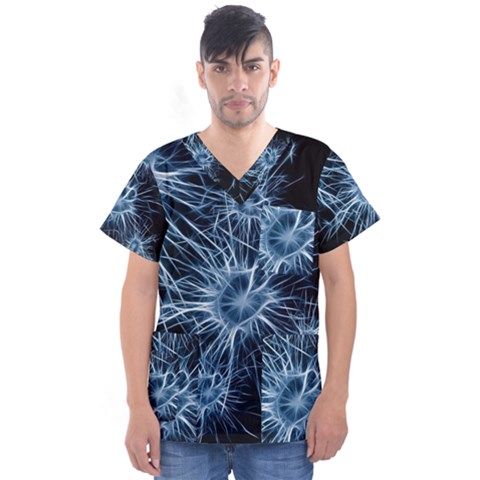 Neurons Brain Cells Structure Men s V-neck Scrub Top by anzea