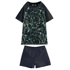 Precision Pursuit: Hunting Motif Camouflage Pattern Kids  Swim T-shirt And Shorts Set by dflcprintsclothing