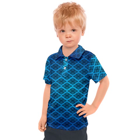Pattern Texture Geometric Blue Kids  Polo T-shirt by anzea