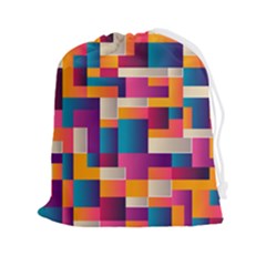 Abstract Geometry Blocks Drawstring Pouch (2xl) by anzea