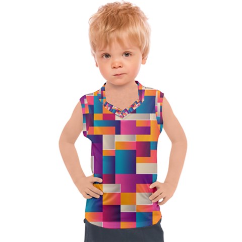 Abstract Geometry Blocks Kids  Sport Tank Top by anzea