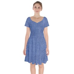 Blue Denim Short Sleeve Bardot Dress by kyorashop23
