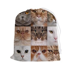 Breeds Of Cats Collage Drawstring Pouch (2xl) by kyorashop23