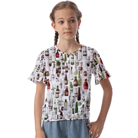 Bottle Chic Print Patterns Kids  Cuff Sleeve Scrunch Bottom T-shirt by BellaVistaTshirt02