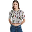 Bottle Chic Print Patterns Women s Round Neck Short Sleeve Crop Top View1