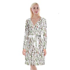 Bottle Chic Print Patterns Long Sleeve Velvet Front Wrap Dress by BellaVistaTshirt02