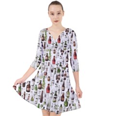 Bottle Chic Print Patterns Quarter Sleeve Front Wrap Dress by BellaVistaTshirt02