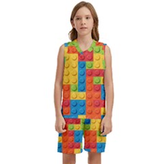 Lego Bricks, Colorful Dots Background Kids  Basketball Mesh Set by kyorashop23