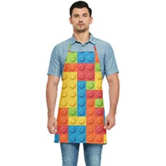 Lego Bricks, Colorful Dots Background Kitchen Apron by kyorashop23