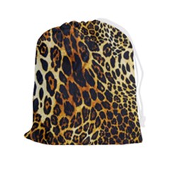 Leopard Skin Texture, Macro, Brown Drawstring Pouch (2xl) by kyorashop23