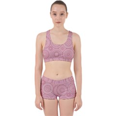 Pink Retro Texture With Circles, Retro Circles Background, Work It Out Gym Set by kyorashop23