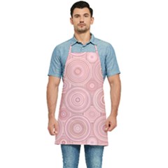 Pink Retro Texture With Circles, Retro Circles Background, Kitchen Apron by kyorashop23