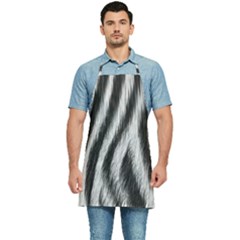 Zebra Texture, Zebra Wool, White Black Background Kitchen Apron by kyorashop23