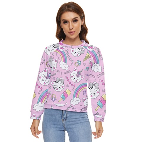 Beautiful Cute Animals Pattern Pink Women s Long Sleeve Raglan T-shirt by Grandong