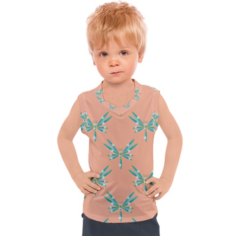 Turquoise Dragonfly Insect Paper Kids  Sport Tank Top by anzea