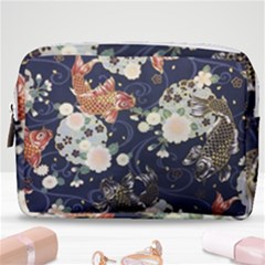 Japanese Wave Koi Illustration Pattern Make Up Pouch (medium) by Ndabl3x