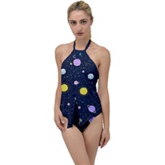 Aesthetic Outer Space Cartoon Art Go With The Flow One Piece Swimsuit by Bedest