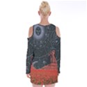 Astrology Surreal Surrealism Trippy Visual Art Velvet Long Sleeve Shoulder Cutout Dress View2