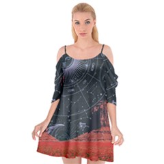 Astrology Surreal Surrealism Trippy Visual Art Cutout Spaghetti Strap Chiffon Dress by Bedest