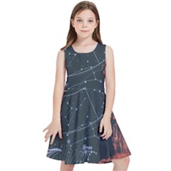 Astrology Surreal Surrealism Trippy Visual Art Kids  Skater Dress by Bedest