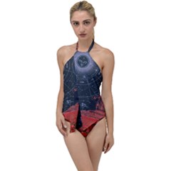Astrology Surreal Surrealism Trippy Visual Art Go With The Flow One Piece Swimsuit by Bedest