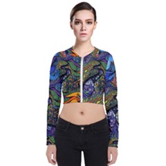 Psychedelic Digital Art Artwork Landscape Colorful Long Sleeve Zip Up Bomber Jacket by Bedest