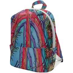 Artistic Psychedelic Hippie Peace Sign Trippy Zip Up Backpack by Bedest