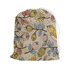 Seamless Pattern With Flower Bird Drawstring Pouch (2xl) by Bedest