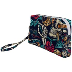 Vintage Art Tattoos Colorful Seamless Pattern Wristlet Pouch Bag (small) by Bedest