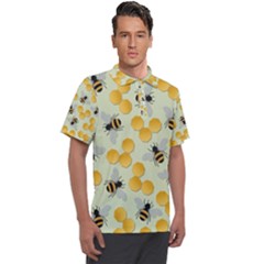 Bees Pattern Honey Bee Bug Honeycomb Honey Beehive Men s Polo T-shirt by Bedest