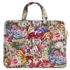 Pattern Kitten Christmas Macbook Pro 13  Double Pocket Laptop Bag by Bedest