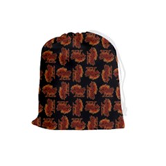Fantasy Skeleton Dragon Hand Drawn Motif Seamless Pattern Bk Drawstring Pouch (large) by dflcprintsclothing