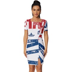 Kamala Harris 2024 Walz Fitted Knot Split End Bodycon Dress by Safari