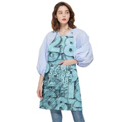 Blue Digits Background, Artwork, Numbers Pocket Apron by kyorashop23