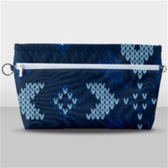 Blue Knitted Texture, Blue Christmas Background, Art Handbag Organizer by kyorashop23