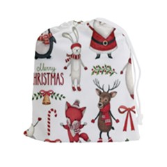Christmas Characters Pattern, Xmas Backgrounds Drawstring Pouch (2xl) by kyorashop23