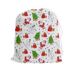 Christmas Pattern, Pattern, Christmas, Trees, Santa Drawstring Pouch (2xl) by kyorashop23