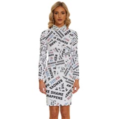 Embrace The Magic Inspirational Phrase Pattern Long Sleeve Shirt Collar Bodycon Dress by dflcprintsclothing