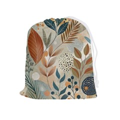 Leaves Pattern Floral Drawstring Pouch (xl) by Salmanaz77