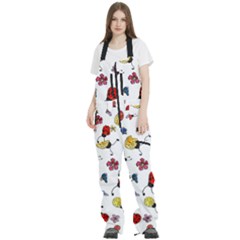 Seamless Pattern Nature Flowers Women s Front Zip Ski And Snowboard Bib Pants by Salmanaz77