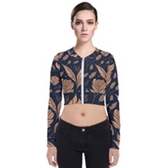 Background Pattern Leaves Texture Long Sleeve Zip Up Bomber Jacket by Salmanaz77