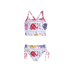 African Elephant Cute Cartoon Seamless Shading Cartoon Character Girls  Tankini Swimsuit by Bedest