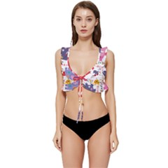 African Elephant Cute Cartoon Seamless Shading Cartoon Character Low Cut Ruffle Edge Bikini Top by Bedest